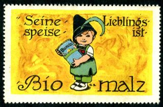 Vintage German Poster Stamp: Antique Cinderella - Biomalz - European Lithograph photo
