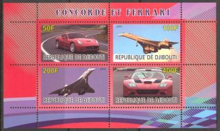 2009 Aviation Concorde Cars Ferrari Sheet Of 4 photo