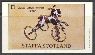 Staffa (br.  Local) 1982 Cycle Child ' S Horse Tricycle S/s 1£ Ns020 photo