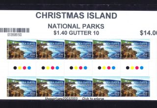 2014 ❧ Australia ❧ Christmas Island ❧ National Parks ❧ $1.  40 Gutter Strip Of 10❧ photo
