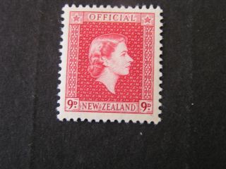 Zealand,  Scott O105.  9p.  Value Rose Carmine 1954 Qe2 Issue Mlh photo