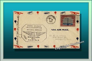 1930 Inaugurating Air Mail Service From Rockford Ill To Davenport Iowa Rare photo