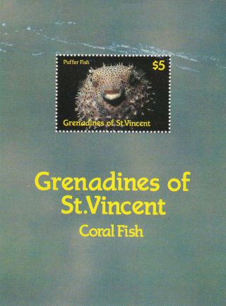 (22584) Grenadines St Vincent - Puffer Fish Minisheet photo
