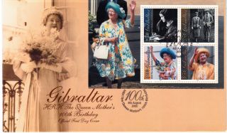 Gibraltar 2000 Queen Mother Mini Sheet First Day Cover Ref:cw259 photo