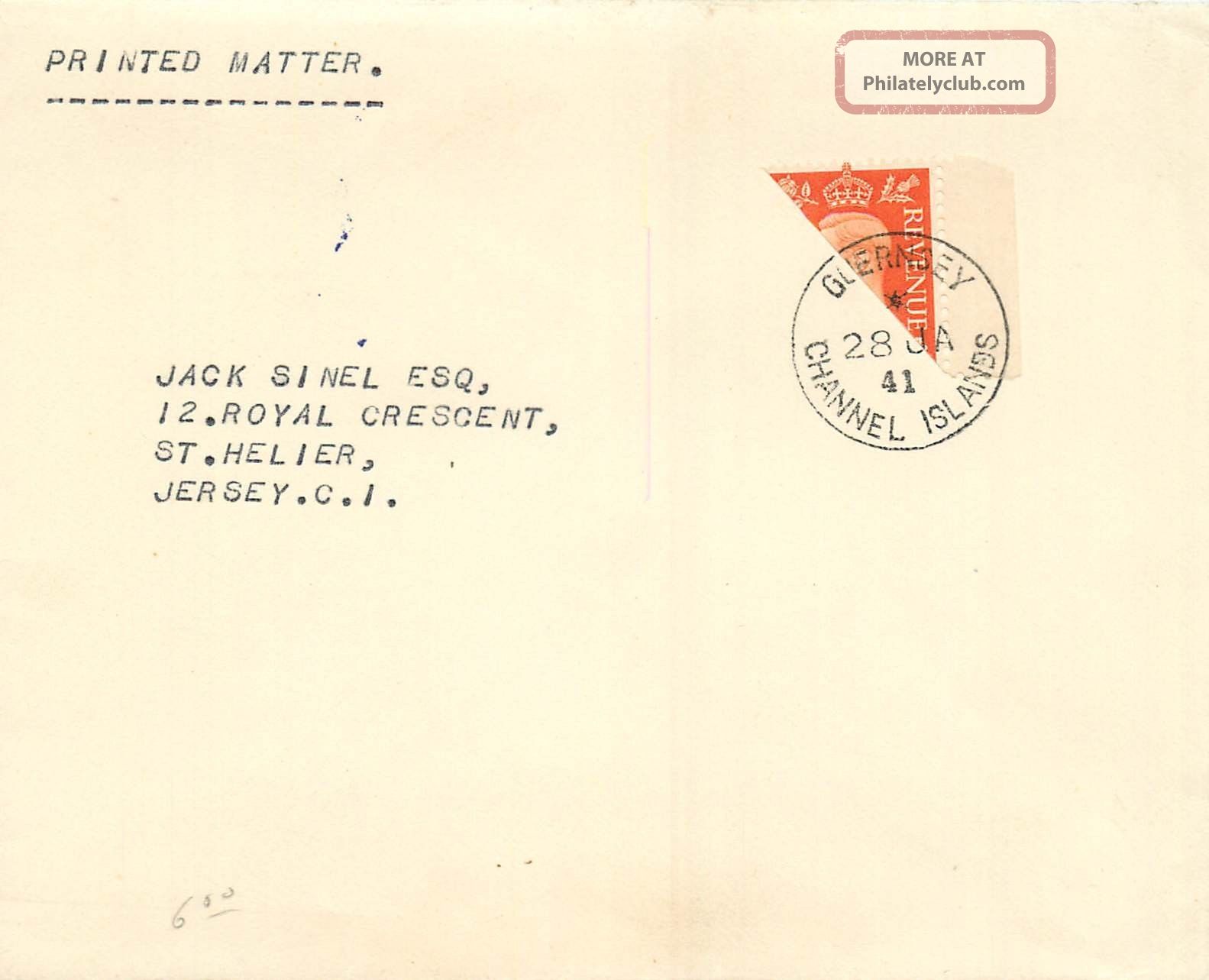Great Britain 1941 Cover Sg 465b 2d Bisect - Wwii Local Post - Guernsey Worldwide photo